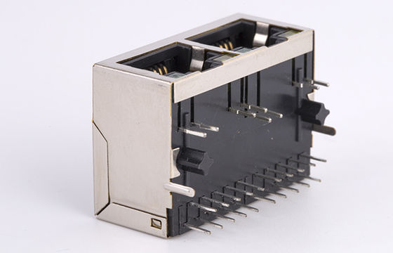 RJ45 POE Ethernet Connector 1x2 1000Base-T With LED Tab Down TM112Q17ABC111007