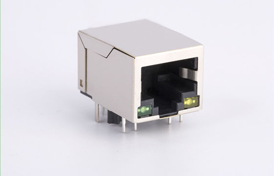 RJ45 Connector with Transformer 10/100 Base-Tx Tab Down Single Port LEDS with Side Entry  L=21.1mm TM111B01AB1