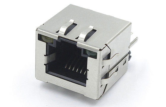 Single Port RJ11 PCB Jack 6 Pins 6 Contacts Shiled EMI Leds TM-52T6611ET2L1