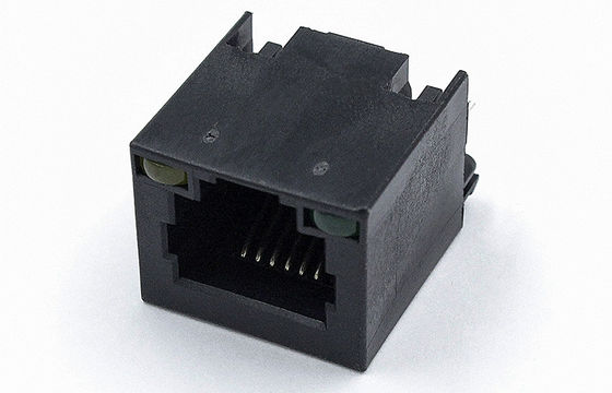 Rj11 Pcb Mount Connector With Leds Ear Tab Down 6p6c 180 Degree TM52T511SX111