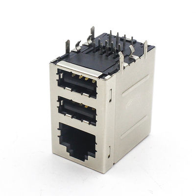 Modular RJ45 USB Connector With Dual USB 2.0 No Transformer TMRJUSB2EXX12