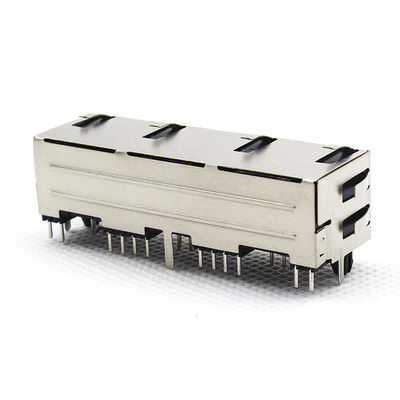 1 X 3 Port RJ45 PCB Connector / Rj45 Plug Pcb With Leds Y G TM5JA813T2111