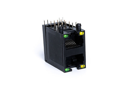 Modular RJ45 Dual Connector / Female Stack Rj45 Jack With Led TM5JC821SX113