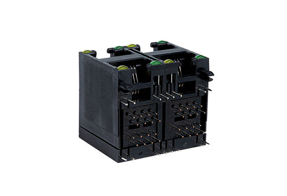 2X2 Port Rj45 Ethernet Jack With LED Y/G Side Entry Unshielded TM5JC822SX111
