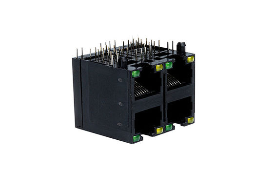 2X2 Port Rj45 Ethernet Jack With LED Y/G Side Entry Unshielded TM5JC822SX111