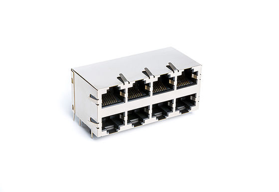 Cat3 Cat5 Rj45 Dual Connector Shielded Magnetics Stack Jack Tm59b824t2x12