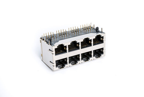 Cat3 Cat5 Rj45 Dual Connector Shielded Magnetics Stack Jack Tm59b824t2x12