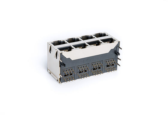 Cat3 Cat5 Rj45 Dual Connector Shielded Magnetics Stack Jack Tm59b824t2x12
