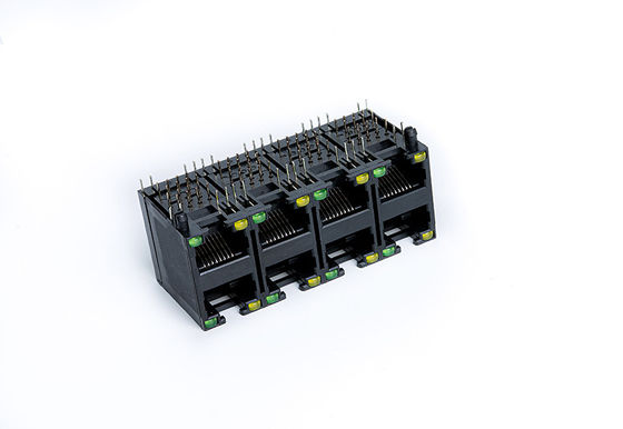 Unshielded RJ45 Dual Connector Black Color 2X4  For Network Switch TM5JC824SX111
