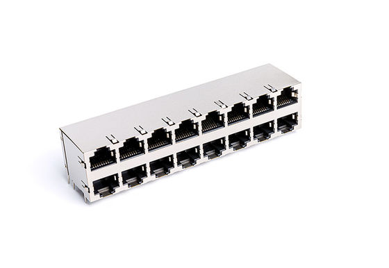 10/100BASE 2x8 Stacked RJ45 Modular Jacks Double Decks Lan Socket TM59B828T1X11