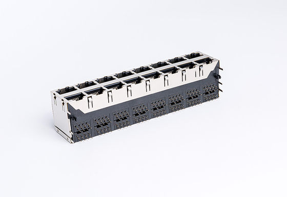 10/100BASE 2x8 Stacked RJ45 Modular Jacks Double Decks Lan Socket TM59B828T1X11