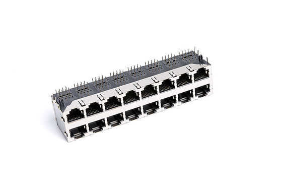 10/100BASE 2x8 Stacked RJ45 Modular Jacks Double Decks Lan Socket TM59B828T1X11