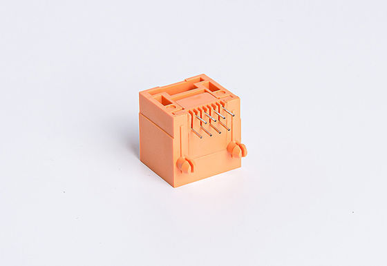Orange Rj45 Plug Pcb Mount Unshielded Tab Down Single Port 8P8C TM5JF811SXX12
