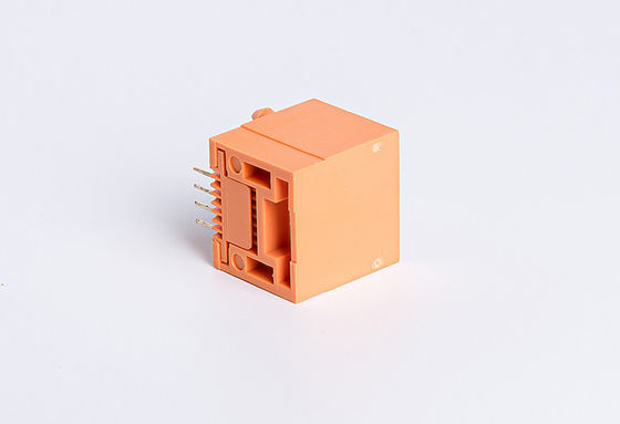 Orange Rj45 Plug Pcb Mount Unshielded Tab Down Single Port 8P8C TM5JF811SXX12