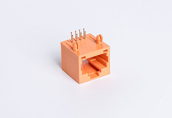 Orange Rj45 Plug Pcb Mount Unshielded Tab Down Single Port 8P8C TM5JF811SXX12