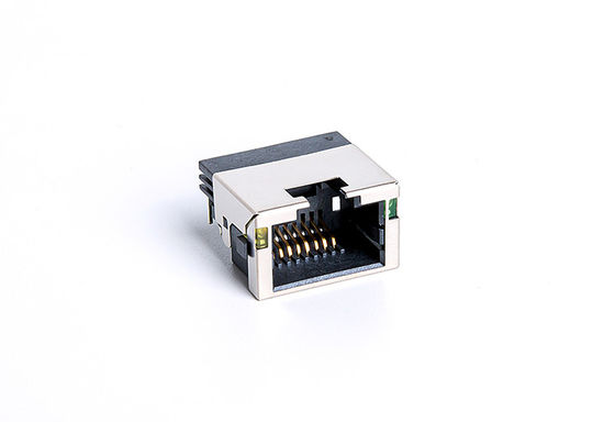 Vertical Rj45 Pcb Socket With LED Y/G LCP Black UL94V-0 TM58D811EX115
