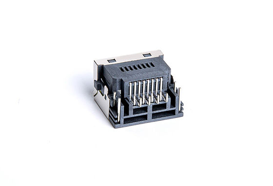 Vertical Rj45 Pcb Socket With LED Y/G LCP Black UL94V-0 TM58D811EX115
