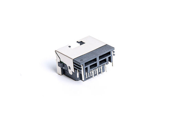 Vertical Rj45 Pcb Socket With LED Y/G LCP Black UL94V-0 TM58D811EX115