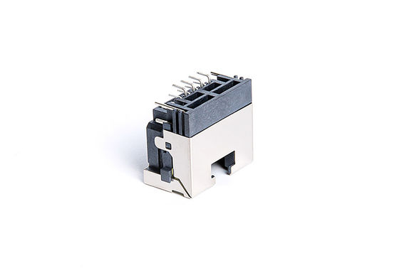 Vertical Rj45 Pcb Socket With LED Y/G LCP Black UL94V-0 TM58D811EX115