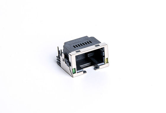 Vertical Rj45 Pcb Socket With LED Y/G LCP Black UL94V-0 TM58D811EX115