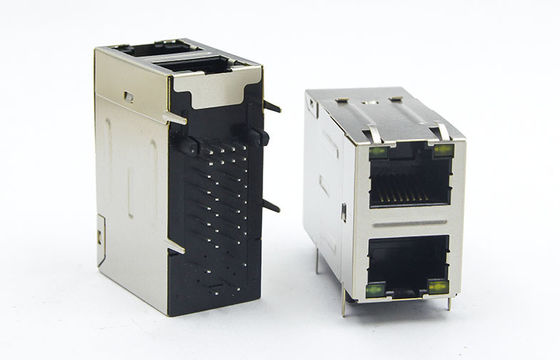 Ethernet 10base T Connector For Industrial Magnetic Side Enter Stacked