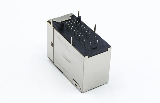 Multi-Port Stacked 2X1 10 Gigabit Ethernet RJ45 Connector 10G Base TMX21W08DIJ135118