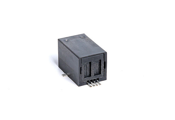 FR52 SMT Black Plastic 4 Pin RJ11 Female Connector Tab Down TM56S211SXX41