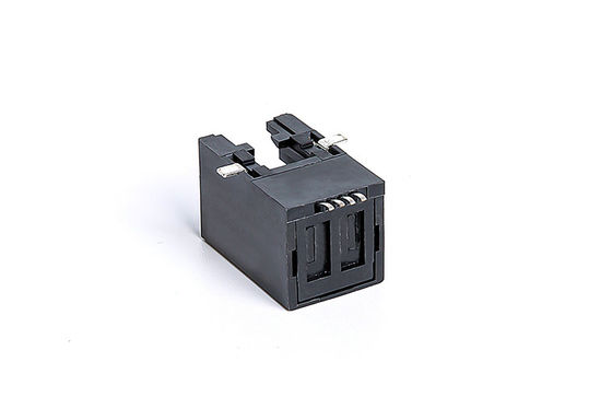 FR52 SMT Black Plastic 4 Pin RJ11 Female Connector Tab Down TM56S211SXX41