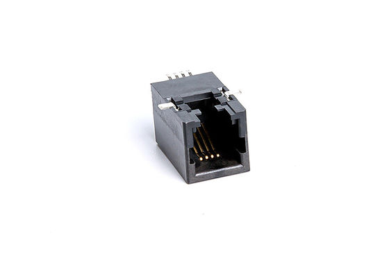 FR52 SMT Black Plastic 4 Pin RJ11 Female Connector Tab Down TM56S211SXX41