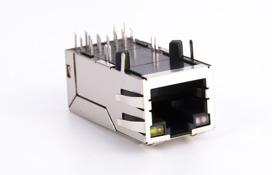 10g Ethernet Rj45 Female Connector Black Nickel Shield Plating with led Side Entry Tab-up