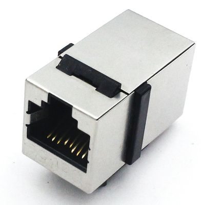 Shielded 180 Degree Rj45 Female Adapter / Mini Ethernet Female Adapter Clip On