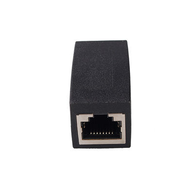 Rj45 Network Splitter Adapter 180 Degree Through RJ45 Female Adapter 8P8C Network Cable Extension Black