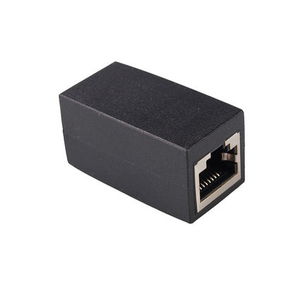 Rj45 Network Splitter Adapter 180 Degree Through RJ45 Female Adapter 8P8C Network Cable Extension Black