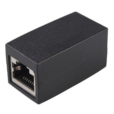 Rj45 Network Splitter Adapter 180 Degree Through RJ45 Female Adapter 8P8C Network Cable Extension Black