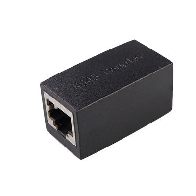 Rj45 Network Splitter Adapter 180 Degree Through RJ45 Female Adapter 8P8C Network Cable Extension Black