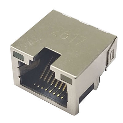 4.2H RJ45 Single Port Shield DIP / Sink Plate RJ45 Modular Jack Tab UP 1x1 With Leds