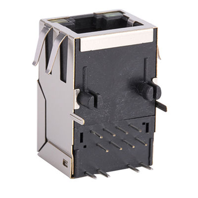 Single port 1X1 Tab-Down RJ45 with transformer 10/100Base-Tx LEDS with Side Entry ,21.1mm