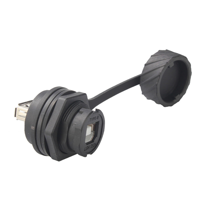 USB 2.0 Type A To USB Type B RJ45 Waterproof Coupler Panel Mount
