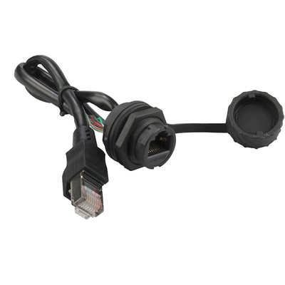 RJ45 Jack Waterproof Ethernet Cable Male To Female With Dust Cap