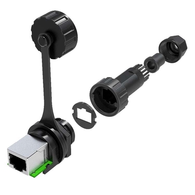 10 pin F/F Straight Through RJ48 Waterproof Coupler Shield 180 Degrees Panel Mount