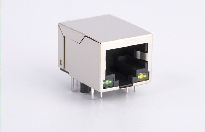 RJ45 Connector with Transformer 10/100 Base-Tx Tab Down Single Port LEDS with Side Entry  L=21.1mm TM111B01AB1