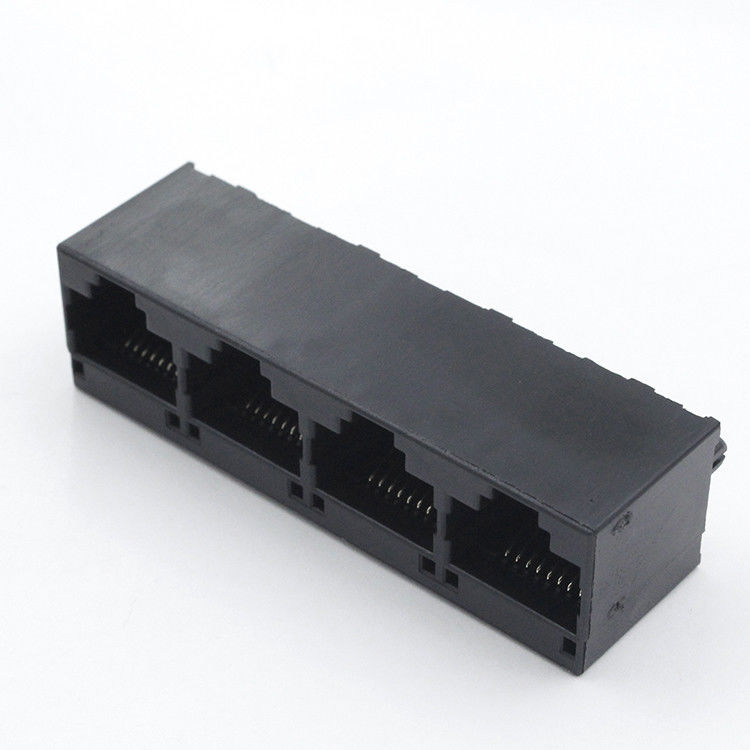 Unshielded RJ45 PCB Connector / RJ45 Female Connector 1x4 Port 55.30mm TM52E814SXX11