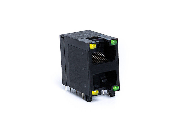 Modular RJ45 Dual Connector / Female Stack Rj45 Jack With Led TM5JC821SX113