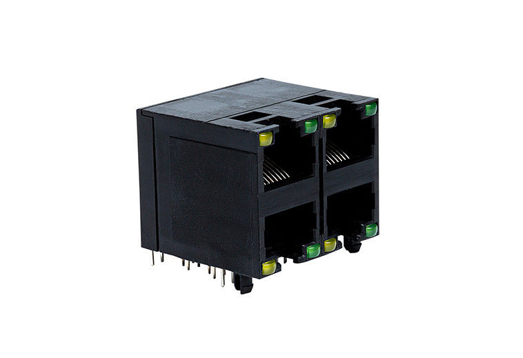 2X2 Port Rj45 Ethernet Jack With LED Y/G Side Entry Unshielded TM5JC822SX111