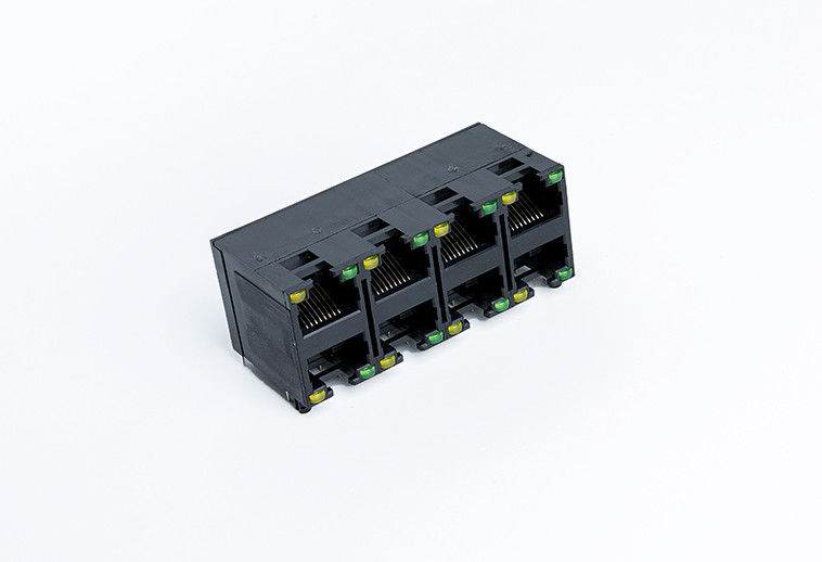Unshielded RJ45 Dual Connector Black Color 2X4  For Network Switch TM5JC824SX111