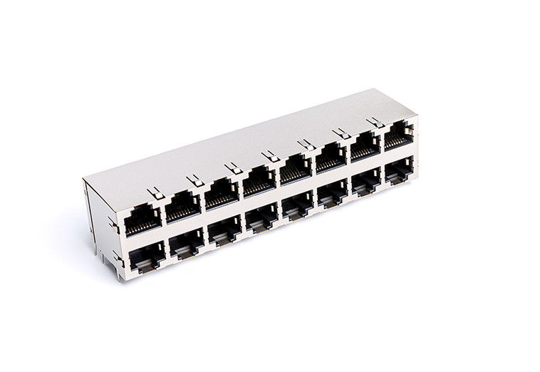 10/100BASE 2x8 Stacked RJ45 Modular Jacks Double Decks Lan Socket TM59B828T1X11
