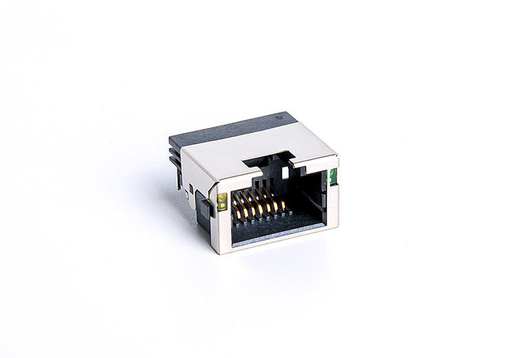 Vertical Rj45 Pcb Socket With LED Y/G LCP Black UL94V-0 TM58D811EX115