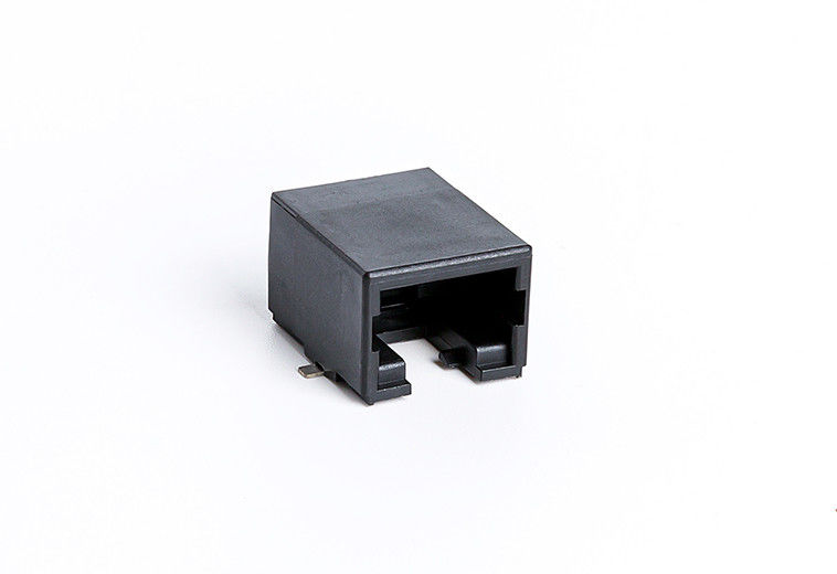 Low Profile 10p10c Vertical Rj45 Female Connector Through Hole Cool Black 6U TM56S011SXX43
