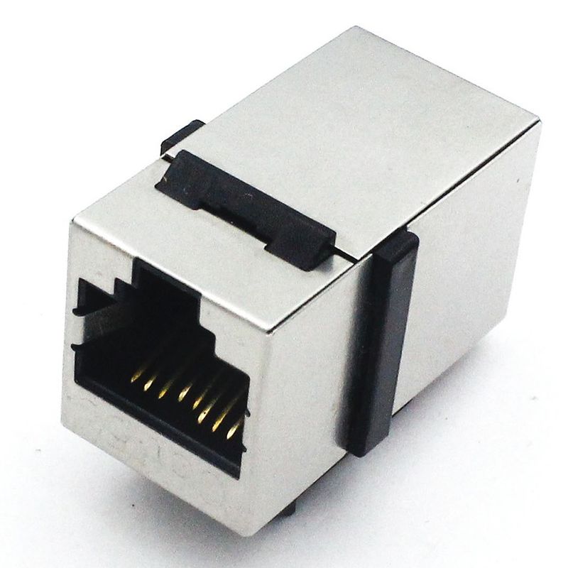 Shielded 180 Degree Rj45 Female Adapter / Mini Ethernet Female Adapter Clip On