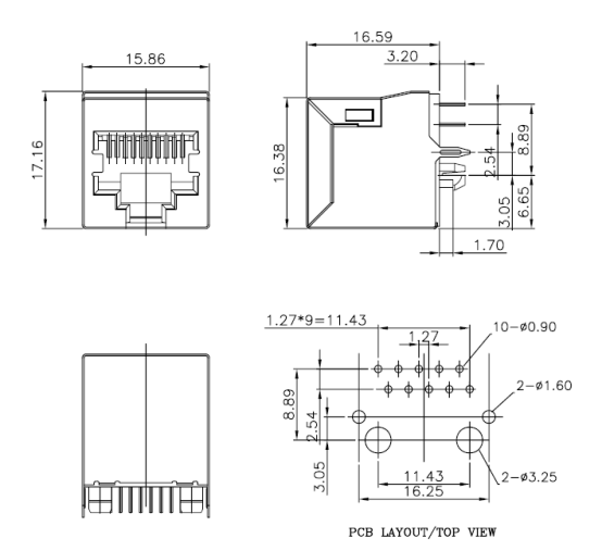 rj45 10 pin connector Free sample 180 Degree Shield Socket Network ...